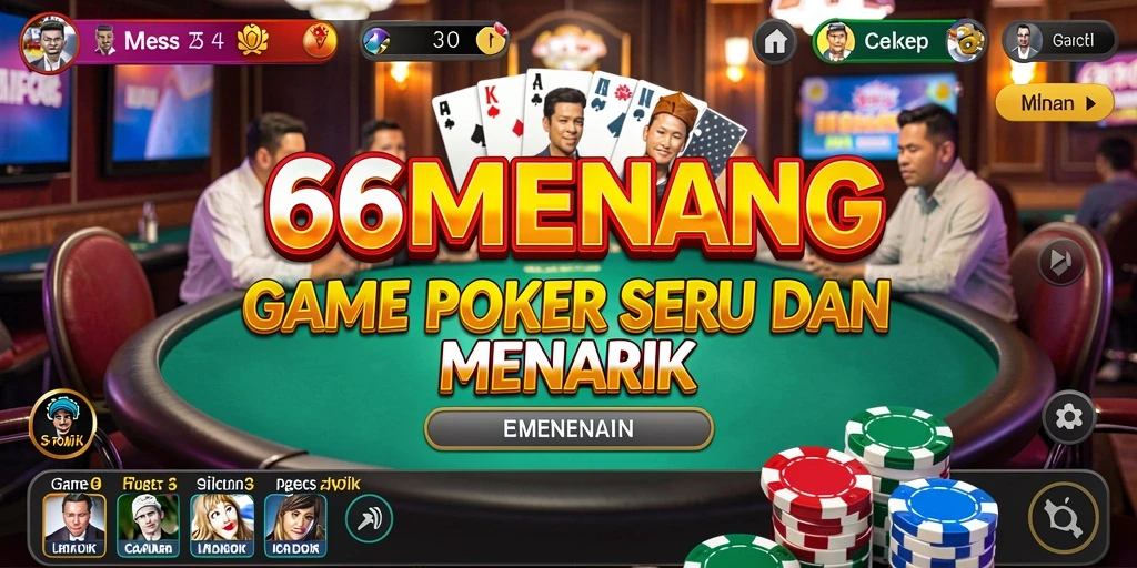 Tampilan gameplay Poker seru di 66MENANG dengan grafik memukau.