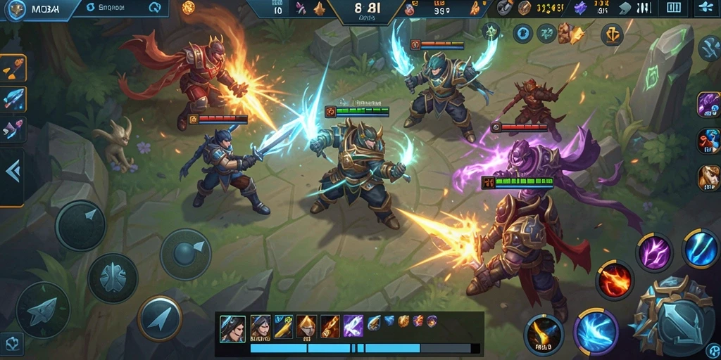 Screenshot gameplay 8II yang menampilkan pertarungan seru di arena.