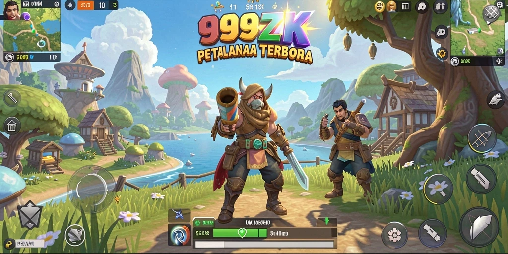 Gameplay 999ZK menampilkan petualangan seru di dunia terbuka yang luas.