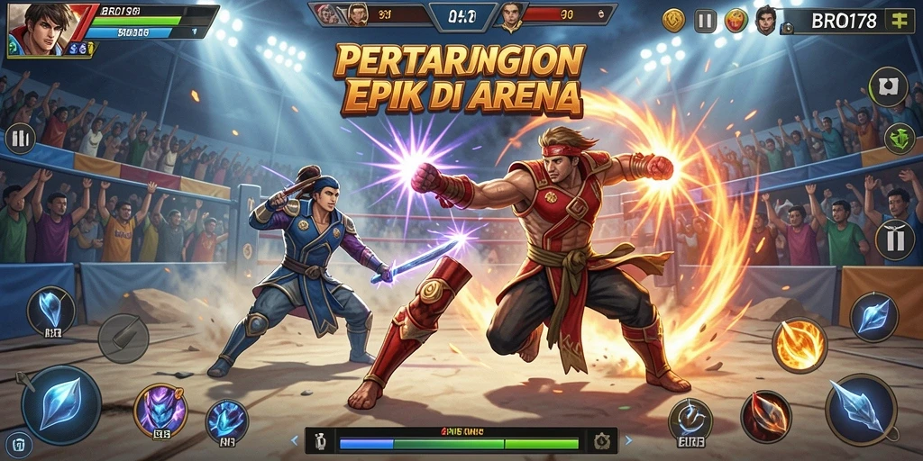 Screenshot BRO178 menampilkan aksi seru dalam pertarungan Fighting.