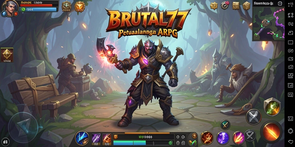 Screenshot gameplay BRUTAL77 menampilkan aksi pertarungan yang mendebarkan.