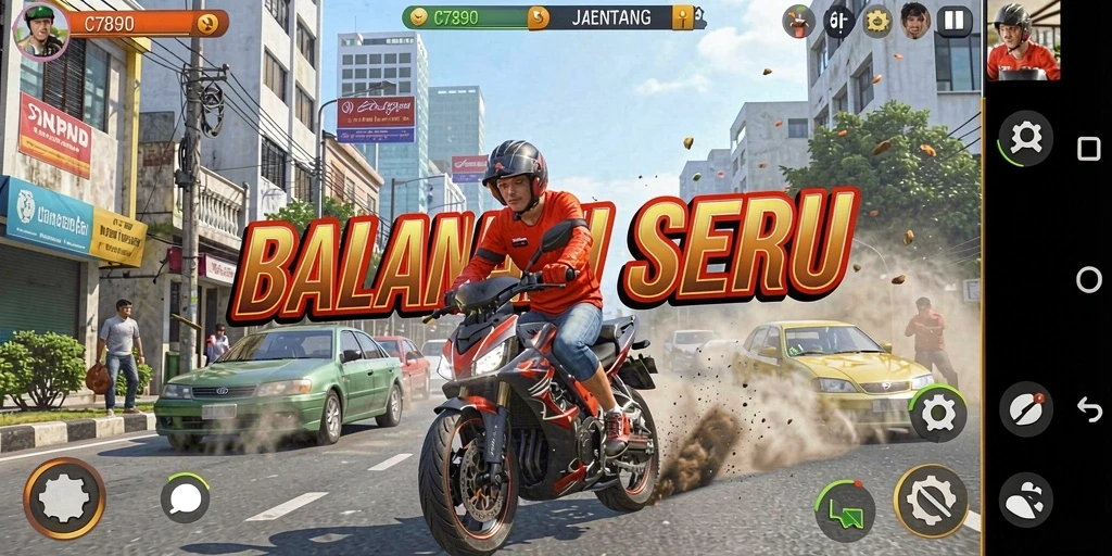 Screenshot C7890 menampilkan aksi balapan seru dengan mobil kencang di trek menantang.