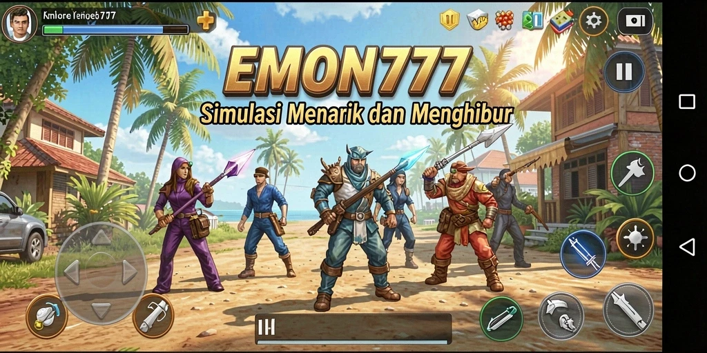 Screenshot EMON777 menunjukkan dunia simulasi yang menakjubkan dan interaktif.