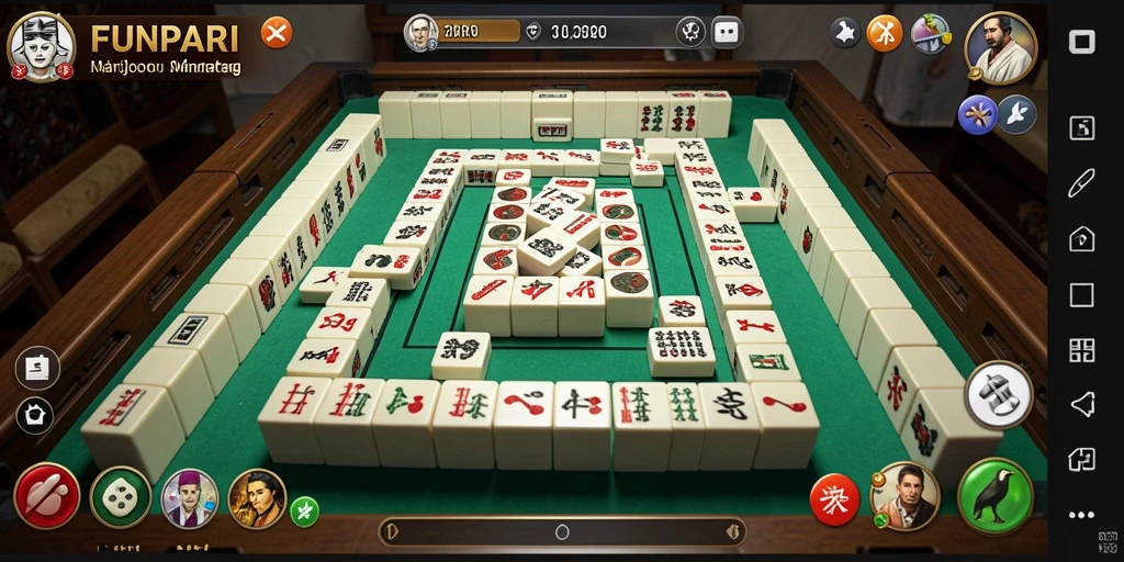 Tampilan gameplay menyenangkan dalam permainan Mahjong FUNPARI.