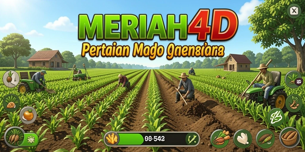 Tampilan screenshot gameplay MERIAH4D yang menunjukkan aktivitas pertanian.