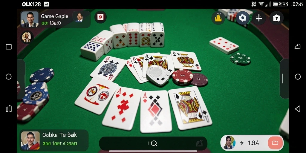 Screenshot gameplay OLX128 menampilkan suasana bermain Gaple yang seru.