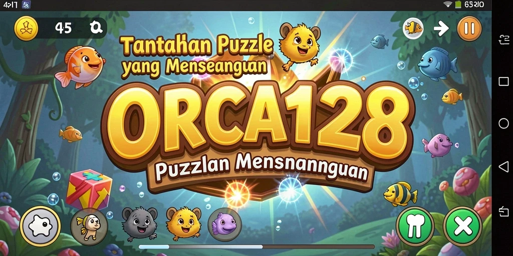 Tangkapan layar gameplay ORCA128 dengan berbagai puzzle menarik.