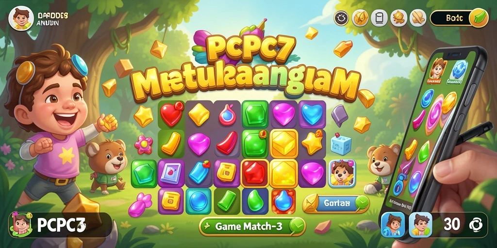 Tangkapan layar gameplay PCPC7 yang penuh warna dan menantang.
