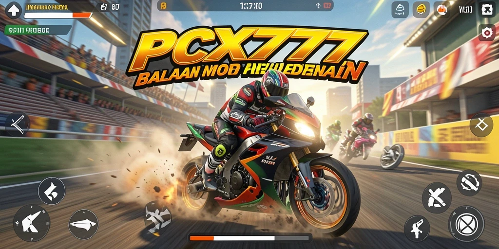 Screenshot gameplay menunjukkan balapan motor yang seru dan menegangkan.
