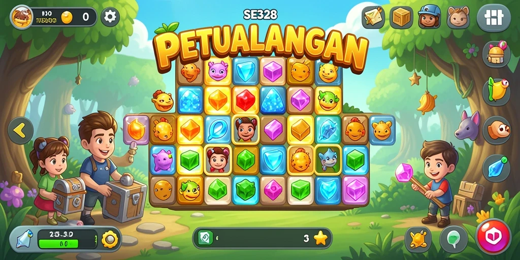 Gameplay SE328 yang menantang dan menyenangkan dalam mencocokkan permata.