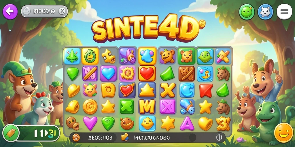 Tampilan gameplay SINTE4D yang penuh warna dan menarik.