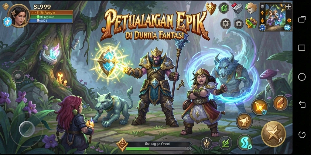 Tampilan gameplay RPG SL999 dengan pertarungan menarik dan karakter unik.