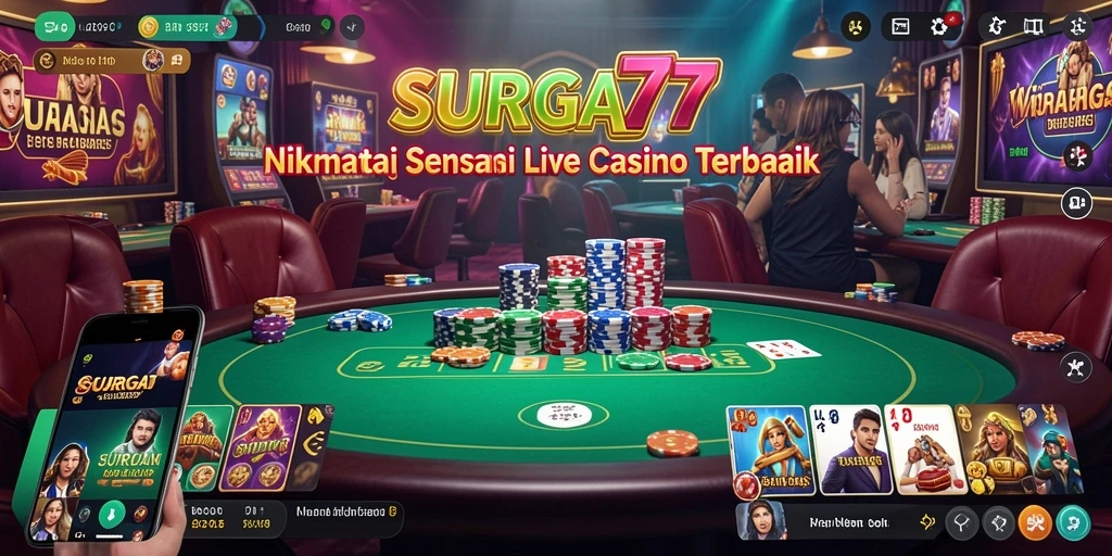 Tampilan gameplay pada SURGA77 yang menampilkan dealer langsung dan permainan yang mendebarkan.