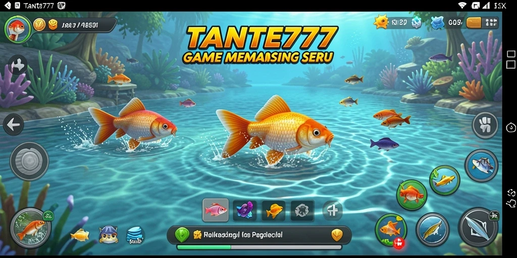 Screenshot gameplay TANTE777 menunjukkan keseruan memancing dengan kombinasi warna yang cerah.