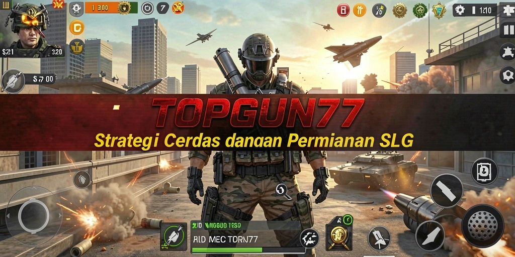 Tampilan gameplay seru dalam TOPGUN77 yang menampilkan pertempuran strategis.